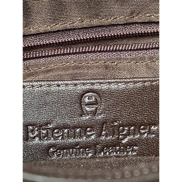 Etienne Aigner Dark Brown Leather Purse Crossbody Bag 10" X 7" VGUC - Picture 12 of 15